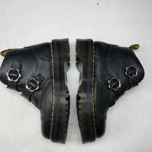 Dr Martens Ladies 11 (43 EU) Devon Heart Black Monk Strap Platform Buckle Boots